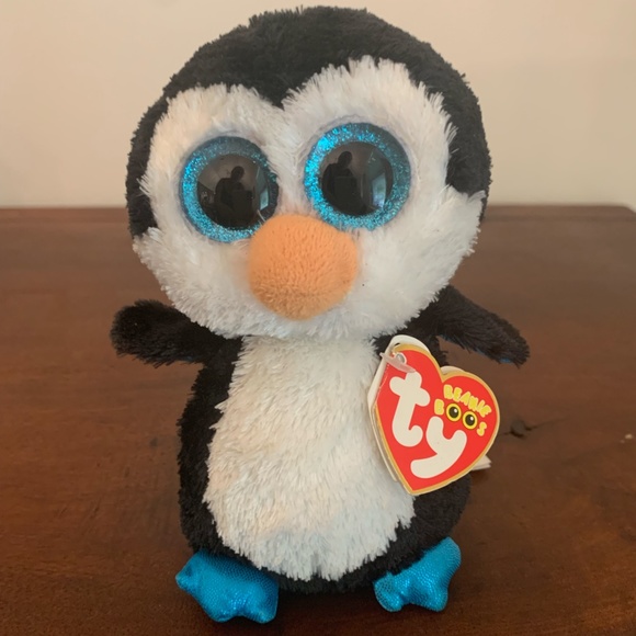 TY Beanie Boos WADDLES the Penguin Glitter Eyes & Feet 6 inch NEW w Tags - Picture 2 of 8